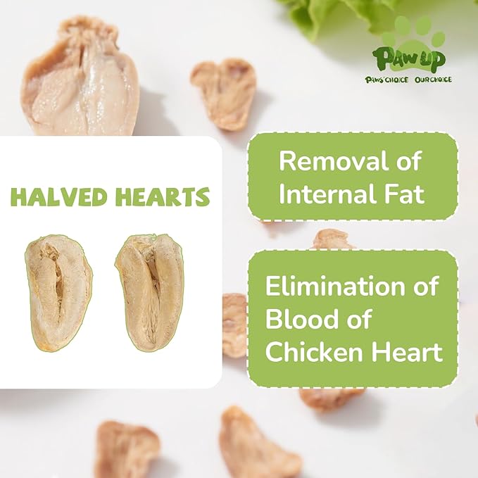 Freeze Dried Chicken Heart Pet Treats, High Protein Freeze-Dried Pet Food for Dogs, Cats, Fresh Ingredient, 3.2 oz, Rawhide Free, Gluten&Grain Free-PurrikoPets