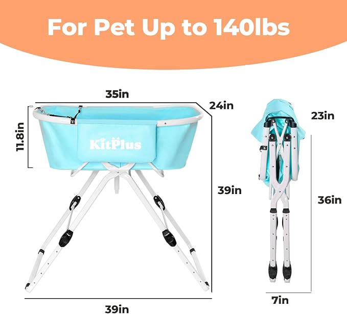 Elevated Portable Dog Bathtub, 5 Height Adjustable Dog Washing Station for Pet Shower and Grooming Foldable Bathing Tub with Storage & Anti-Slip Design for Small Large Dogs Cats-PurrikoPets