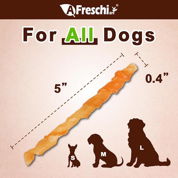 Afreschi Classic Turkey Tendon Coil (L) 3 oz, USA-Sourced Turkey Tendon, Dog Treats for Wrapped Series, All Natural Human Grade Dog Treat, Hypoallergenic, Rawhide Alternative-PurrikoPets