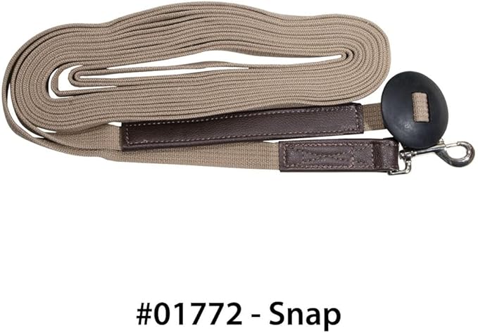 Dura-Tech German Web Cord Lunge Line for Horses | Soft Grip Ribbed Webbing | Lightweight & Durable | Nickel-Plated Snap or Chain Options | Lunch Line with Swivel End and Snap-PurrikoPets