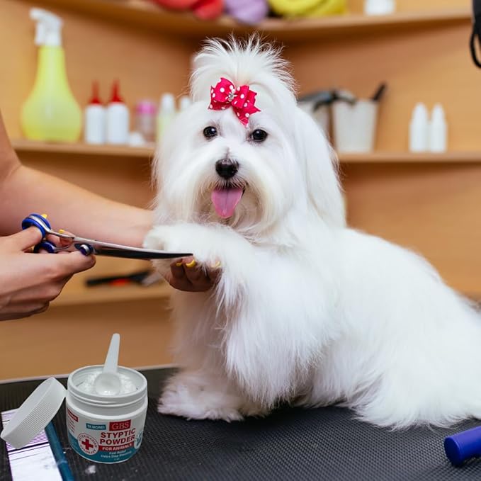 G.B.S 5 oz Styptic Powder for Dogs, Cats & Birds – Quick Blood Clotting for Nail Clipping, Minor Cuts, Tail Docking & Wing Clipping – Pet First Aid Hemostatic Powder with Sealed Top & Scoop-PurrikoPets