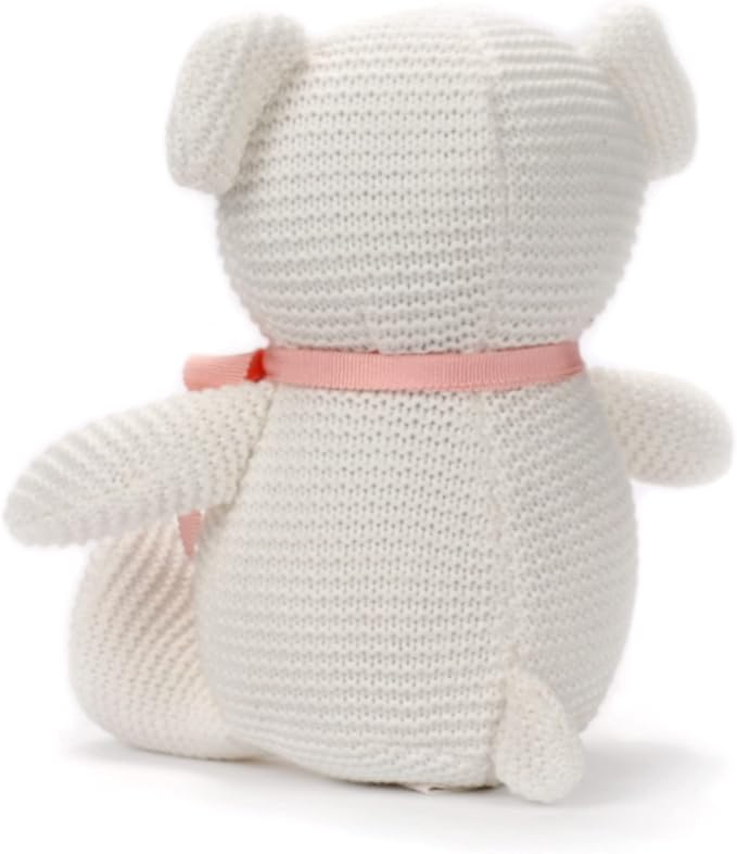100% Organic Cotton Baby Stuffed Animals White Teddy Bear for Newborn 6.5"-PurrikoPets
