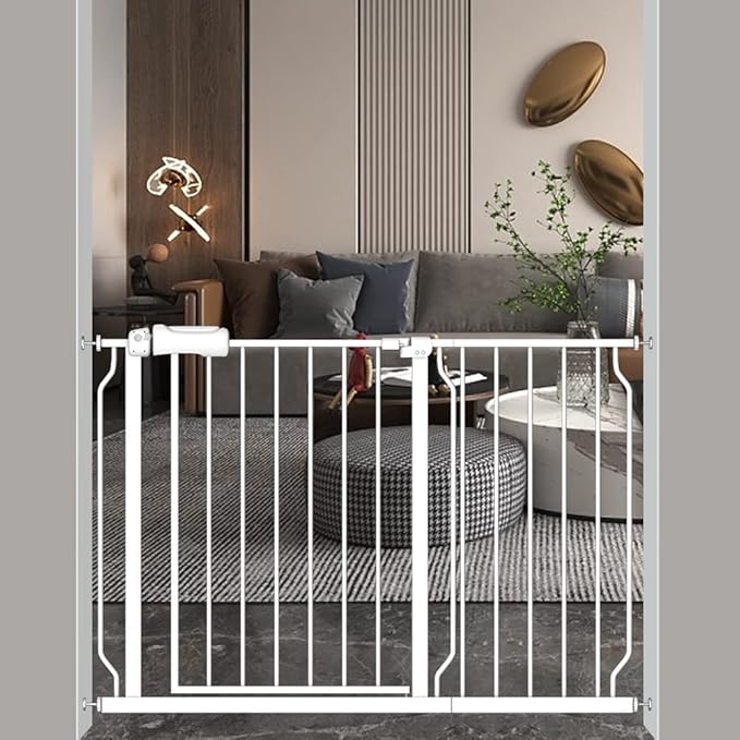 Extra Wide Baby Gate 14.17in Wide Extensions Walk Through Baby Gate Pressure Mount Auto Close Child Safety Gates (White, Extension-14.17"/36cm)-PurrikoPets