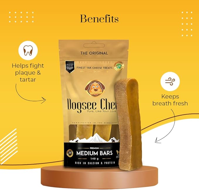 Dogsee Original Himalayan Yak Chews for Dogs (Medium - 2 Bars) | 100% Natural | Dog Treats Healthy | No Grain, No Gluten | for Teeth Cleaning-PurrikoPets