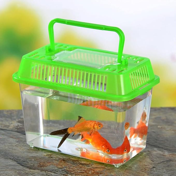 FRCOLOR Plastic Turtle Fish Tank Pet Fish Tank Small Aquarium Plastic Goldfish Aquarium Habitat Acrylic Reptile cage reptisoil terrariums Handheld Feeding Box Household-PurrikoPets