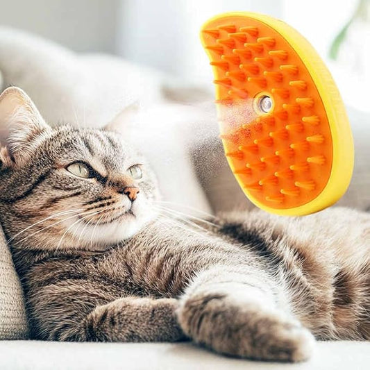 3-in-1 Rechargeable Pet Hair Brush: Massager, Steamy Comb & Self-Cleaning Mist Spray for Cats & Dogs-PurrikoPets
