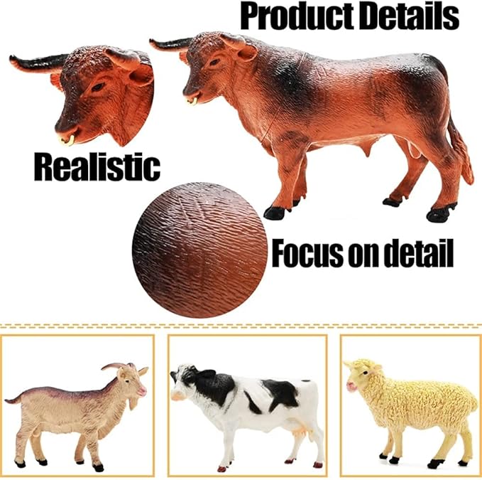 Farm Animal Figurines, Realistic Plastic Animals Toys with Fences Building Blocks, Farm Figures Playset Educational Birthday Gift for Kids & Toddlers, 53 PCS-PurrikoPets