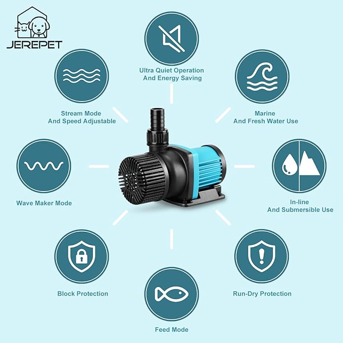 1250gph Aquarium 24V DC Water Pump with Controller, Submersible and Inline Return Pump for Fish Tank,Aquariums,Fountains,Sump,Hydroponic,Pond,Freshwater and Marine Water Use (32W,13.1FT)-PurrikoPets