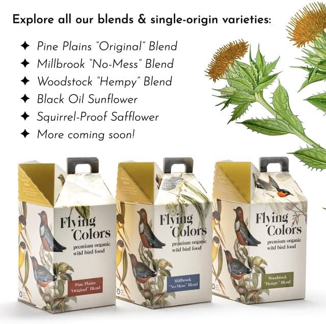 Flying Colors Premium Organic Wild Bird Seed | Squirrel-Proof Safflower Seed | 100% USDA Organic, No Fillers, No Pesticides | 3 Gallon Easy-Pour Carton-PurrikoPets