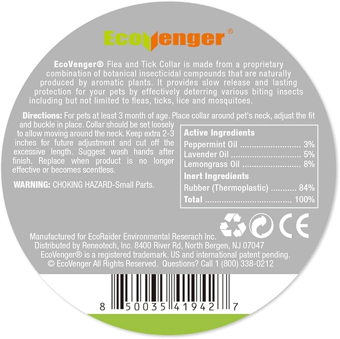 EcoVenger Flea & Tick Collar Repellent 2-Pack Green, Fits Both Dogs & Cats, Built-in Pant-Based Formula Strong Repellency Slow Release, Lasting Deterrence and Protection, Pleasant Aroma, Waterproof-PurrikoPets