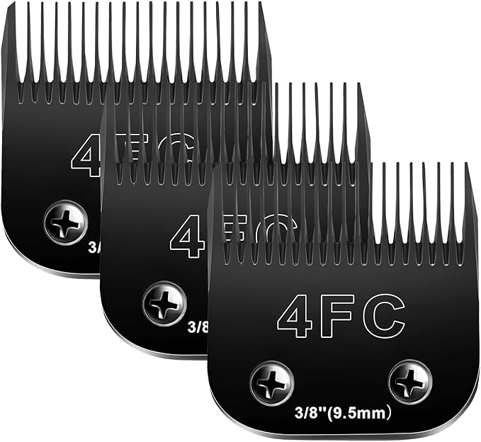 4F Blades Dog Grooming Blades Compatible with Andis/Oster A5/Wahl KM-10 Series Dog Clippers,Detachable Clipper Replacement Blade,Black(4FC/3PCS)-PurrikoPets
