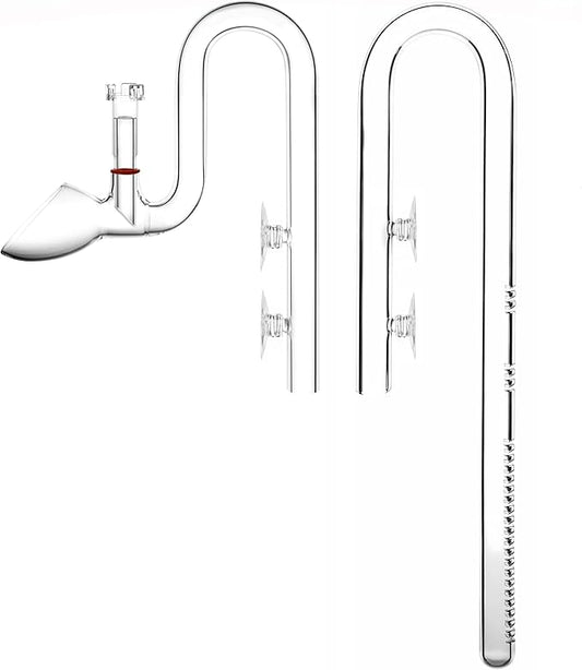 Glass Lily Pipe Set Outflow with Surface Skimmer & Multi-Level Water Intake (17mm for 16/22mm (5/8'' i.d.) tubing)-PurrikoPets