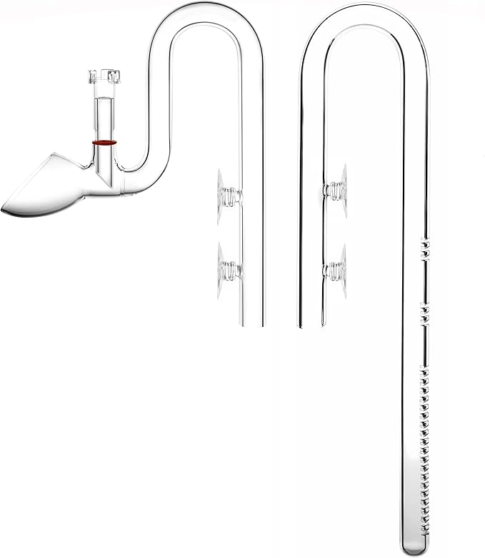 Glass Lily Pipe Set Outflow with Surface Skimmer & Multi-Level Water Intake (20mm for 19/25mm (3/4'' i.d.) tubing)-PurrikoPets