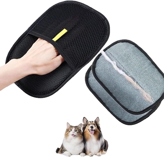 2 Pcs Pet Hair Removal Gloves for Dogs & Cats, Electrostatic Glove for Pet Hair, Cat Grooming Gloves for Hair Removal，Reusable Cat & Dog Hair Remover for Couch, Furniture, Carpet, Curtain-PurrikoPets