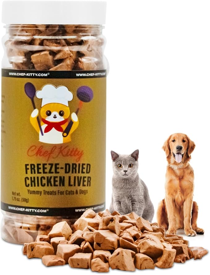 Freeze-Dried Chicken Liver Treats for Cats & Dogs – 100% Human Grade, Single Ingredient, High-Protein, Healthy Snack – No Additives or Preservatives – 1.7oz - Inspected & Tested in USA-PurrikoPets