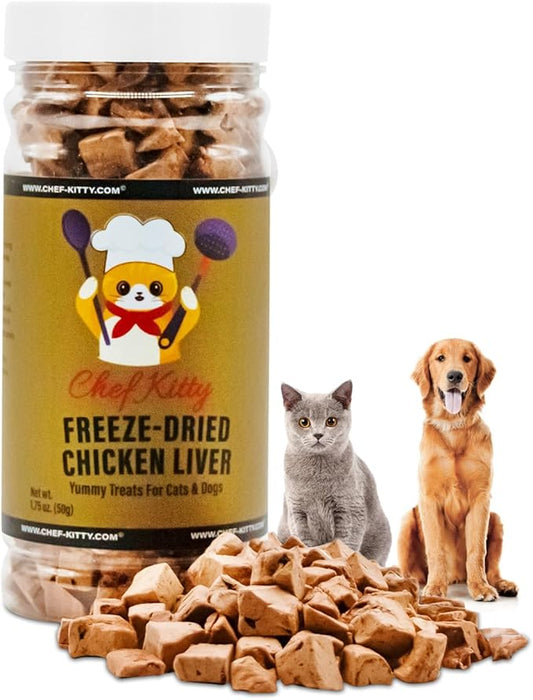 Freeze-Dried Chicken Liver Treats for Cats & Dogs – 100% Human Grade, Single Ingredient, High-Protein, Healthy Snack – No Additives or Preservatives – 1.7oz - Inspected & Tested in USA-PurrikoPets