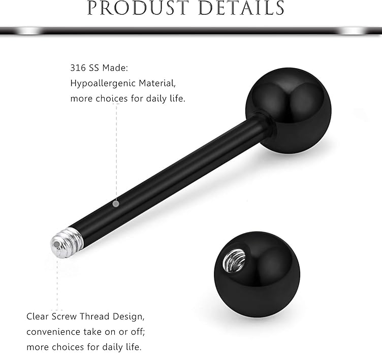 Hoeudjo 14Pcs 14G Surgical Steel Chain Dangle Nipple Rings Barbell Piercing Jewelry Retainer for Women