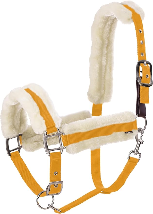 Equinavia Valkyrie Soft Ultra Fleece Padded Adjustable Breakaway Horse Halter - Golden Sunshine/White - Warmblood-PurrikoPets