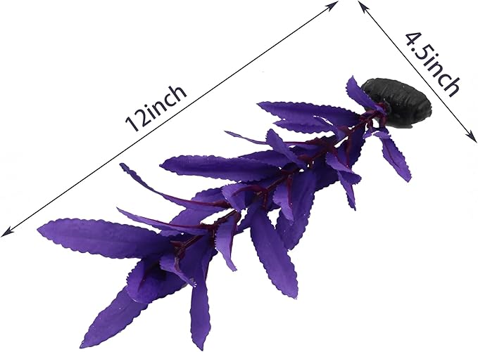 2-Pack 12 Inch Aquarium Silk Aquarium Plants, Artificial Plastic Plant for Small Tank, Goldfish, Fish Hides (Purple, 12 Inch)-PurrikoPets