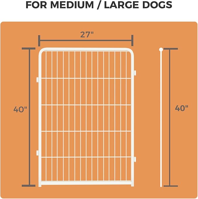 FXW Homeplus Unleashed Indoor Dog Playpen - Stress-Free and Safe Play, Heavy Duty 40 Inch 2 Wire Panels Dog Pen for Medium and Large Dogs, White│Patented-PurrikoPets