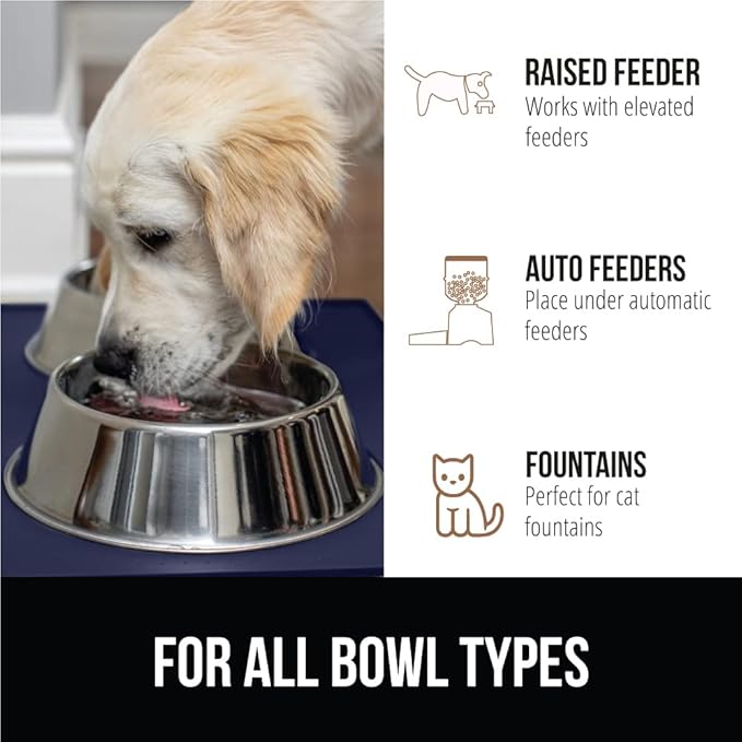 GORILLA GRIP 100% Waterproof Raised Edge BPA Free Silicone Pet Feeding Mat, Dog Cat Food Mats Contain Spills Protects Floors, Placemats for Cats and Dogs Water Bowl, Pets Accessories 28x18 Navy-PurrikoPets