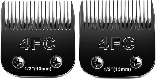 4FC Blades Dog Grooming Blades Compatible with Andis/Oster A5/Wahl KM-10 Series Dog Clippers,Detachable Clipper Replacement Blade,Black(4FC/2PCS)-PurrikoPets