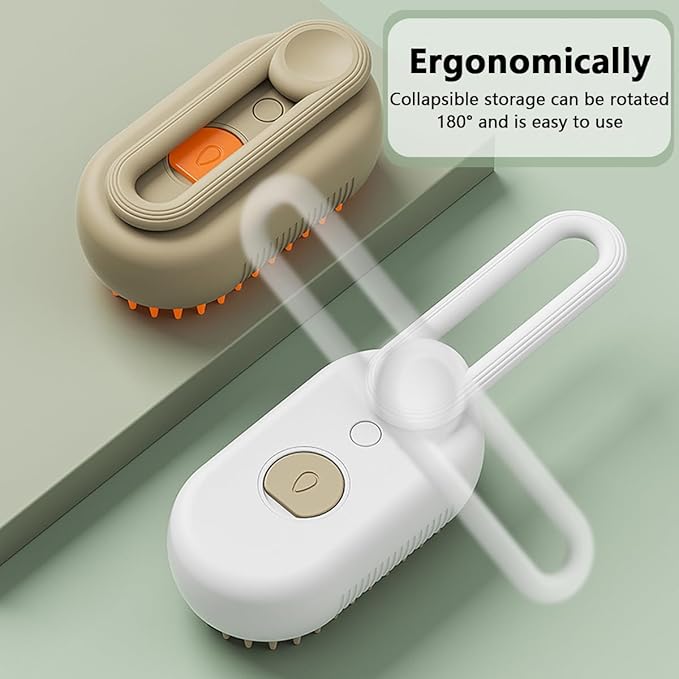 3 in 1 Cat Steam Brush, Pet Steam Cats Brushes Rechargeable Anti-Static Grooming Brushe, Vibration Massage Cleaning Shedding & Combing Multifunctional Hair Removal Comb for Cats Dog (Khaki)-PurrikoPets