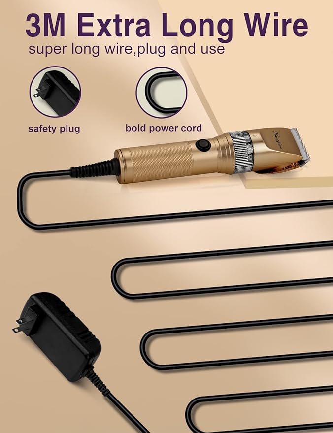 Dog Grooming Clippers, Professional Dog Clipper for Thick Coat 12V Plug-in Pet Trimmer High Power Pet Clippers Low Noise with Guard Combs Brush for Dogs Cats and Other Animal-PurrikoPets