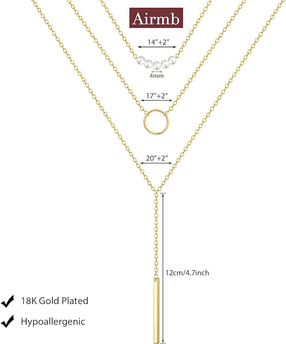 Lariat Silver/Gold Necklace for Women 925 Silver/14K Gold Plated Dainty Long Necklace Y-Shaped Drop Pendant Necklaces Choker Trendy Chain Simple Layered Necklaces CZ Jewelry for Women Set Gift