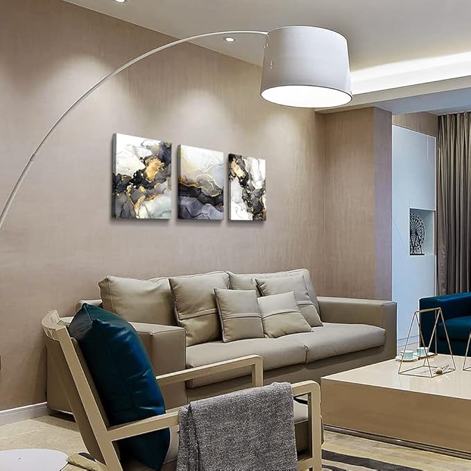 AHUASJART Abstract Canvas Wall Art For Living Room Boho Decor Bedroom Fashion Decors Office Ink Paintings 3 Pcs Framed Pictures Artwork Bathroom Home 16x24''-PurrikoPets