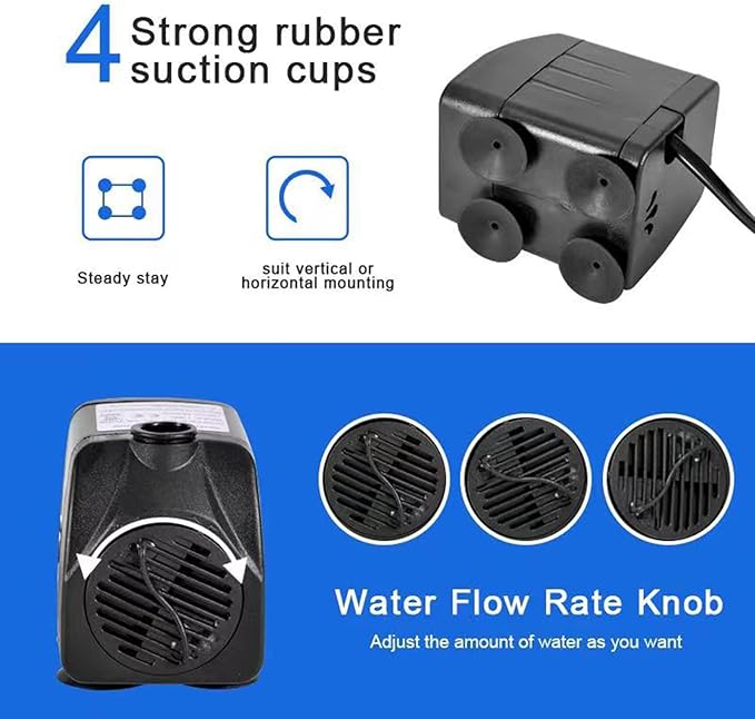 15W 1000L/H Submersible Fountain Water Pump with 12 Colorful LED Lights, Mushroom and Blossom Spray Head for Fountain,Pond,Outdoor Water Feature, Statuary Gardens,Aquarium Fish Tank-PurrikoPets