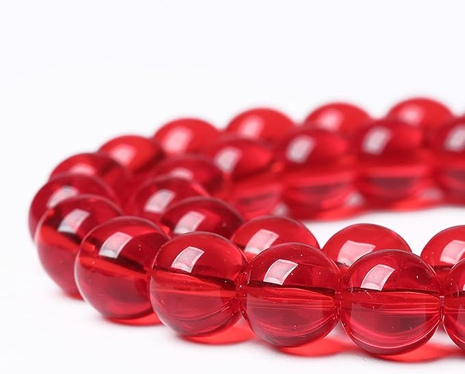 8mm 46pcs Garnet Red Glass Crystal Beads Natural Stone Beads for Jewelry Making Crystal Energy Healing Power Stone Beads DIY Bracelet Necklace Accessories (Red Glass, 8mm)