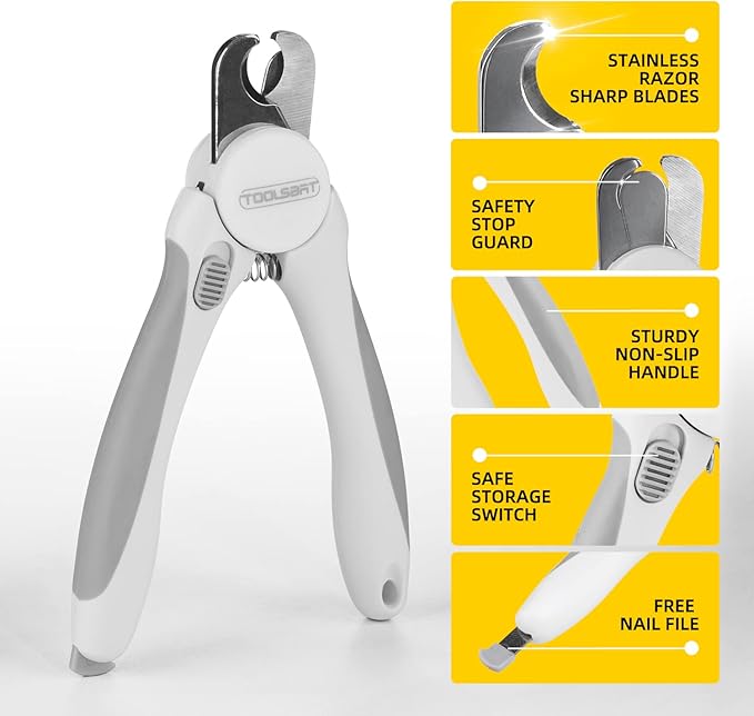 Dog Nail Grinder and Clippers - Upgraded 3-Speed Electric Rechargeable Pet Nail Trimmer with LED Light Super Quiet Paws Grooming Kit Painless Grinding Tool for Large Medium Small Dogs & Cats-PurrikoPets