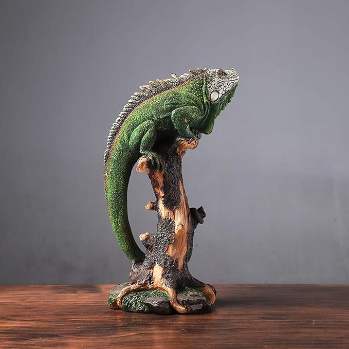 14 Inch Lizard Statue Resin Sculpture Decor Figurines for Home Decor Accents, Living Room Bedroom Office Decoration - Animal Sculptures Collection for Lizard Lovers-PurrikoPets