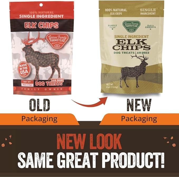Gaines Family Farmstead Elk Chips for Dogs – 4 oz, Natural Single-Ingredient Dog Treats, High-Protein Rawhide-Free Chews, Healthy Grain-Free Snacks, Made in USA-PurrikoPets