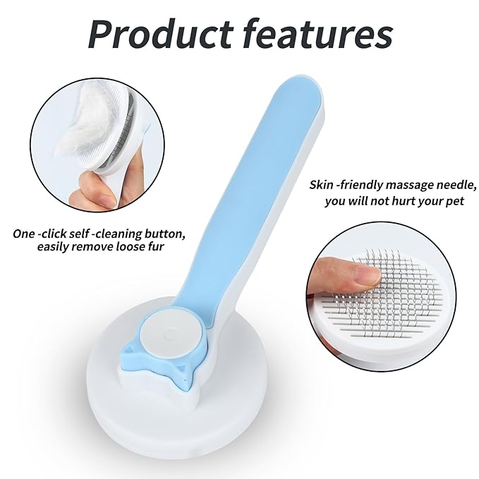 2PCS Pet Grooming Kit, Cat Brushes & Cat Nail Clipper, Cat Grooming Brush for Sedding and Grooming Fur（Blue）-PurrikoPets