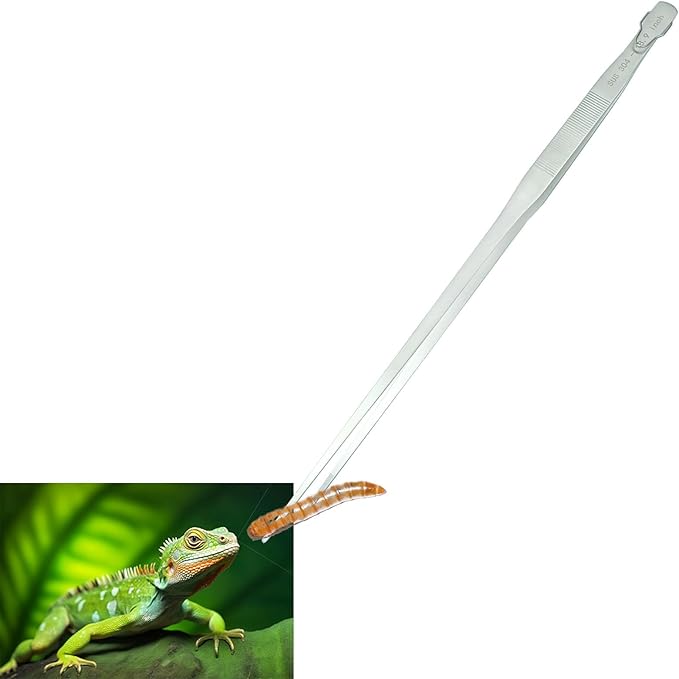 18.9 inch Aquarium Tweezers with Hanger, 2025 New Extra Long Feeding Tongs, Stainless Steel Large Aquascape Tools for Fish Tank, Terrarium，Aquascaping, Reptile Snake (Straight)-PurrikoPets