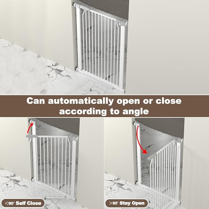 41" Extra Tall and Wide Baby Gate, 63-65.7'' Wide Pet Cat Gate for Doorway, Extra Wide Pressure Mounted Child Door with Expansion Kit, Metal Safe Gate, Tall Dog Gate, White-PurrikoPets