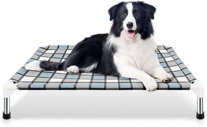 Elevated Outdoor Raised Dog Bed Outdoor Dogs Bed Lifted Pet Bed Dog Cot for Medium Pet Taste Life, Start with A Pet Bed 34'' x 26'' x 6.5''-PurrikoPets