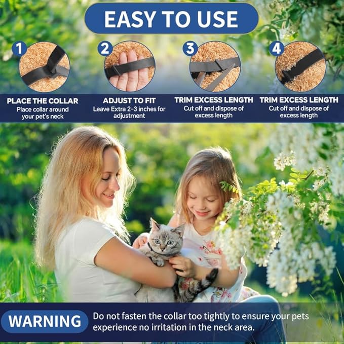 4 Pack Flea Collar for Cats, 32 Months Flea and Tick Prevention for Cats, Waterproof Cat Flea Collar, Natural Cat Flea and Tick Treatment, Adjustable Flea and Tick Collar for Cats Kittens(4 Colors)-PurrikoPets