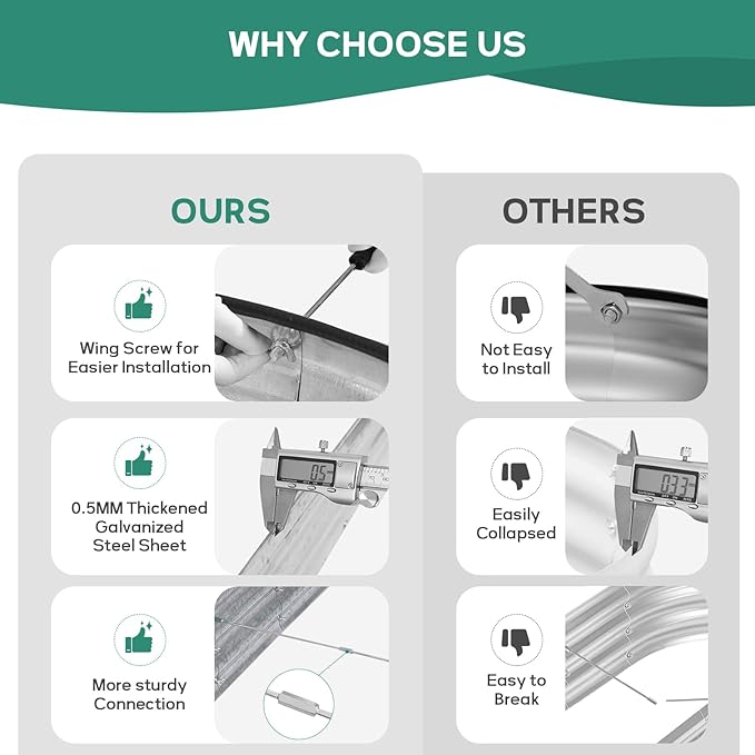 Galvanized Raised Garden Bed - 8×2×1ft Planter Raised Beds for Gardening | Oval Metal Garden Planter Box with Safety Edging and Bracing Rods for Vegetables Fruits and Flowers - Silver-PurrikoPets