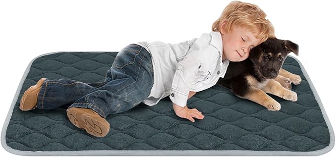 furrybaby Dog Bed Mat Flat Crate Mat with Anti-Slip Bottom Machine Washable Pet Kennel Pad for Dog Sleeping (XL 48x30'', Grey Mat)-PurrikoPets