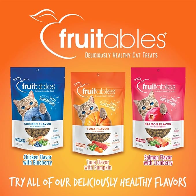 Fruitables Cat Treats, Healthy Treats for Cats, Low Calorie and Packed with Protein, Crunchy Biscuits, Free of Wheat, Corn and Soy, Made with Real Tuna and Pumpkin, 30oz-PurrikoPets