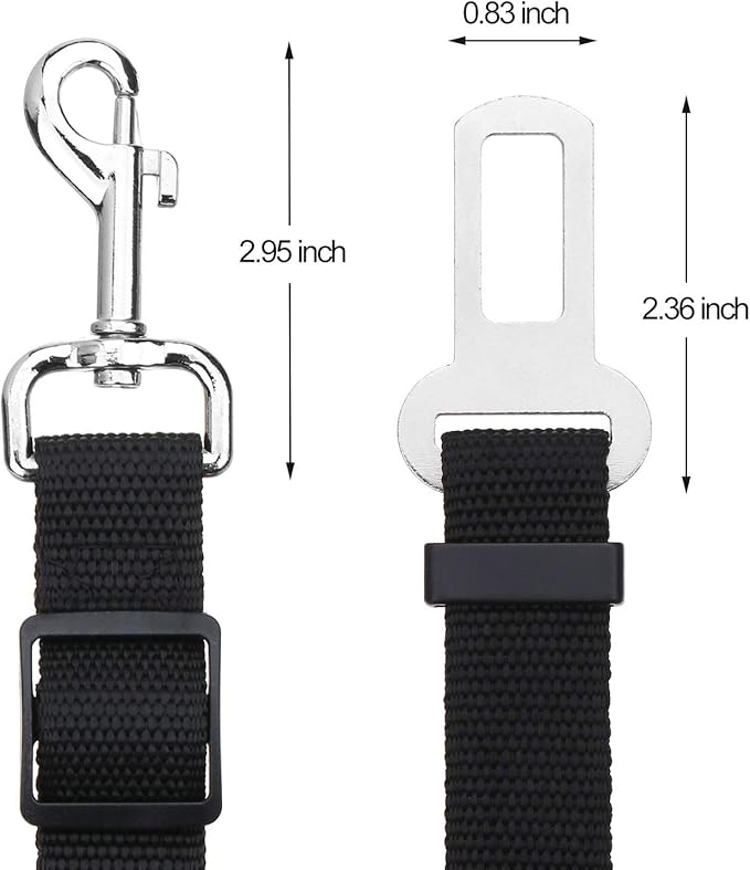 Elisel Elisel 2 Packs Adjustable Length Pet Dog Cat car seat Belt Pet seat Belt Pet Accessories for Dogs Cats and Pets (Black)-PurrikoPets