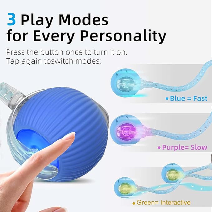 2 Packs Speed 2.0 Tail Interactive Cat Toys for Indoor Cats, Chirping & Motion Activate Ca t Toy, Smart Kitten Rolling Ball Moving Ball Toys, Rechargeable Dog Cat Bal l for Enrichment Exercise-PurrikoPets