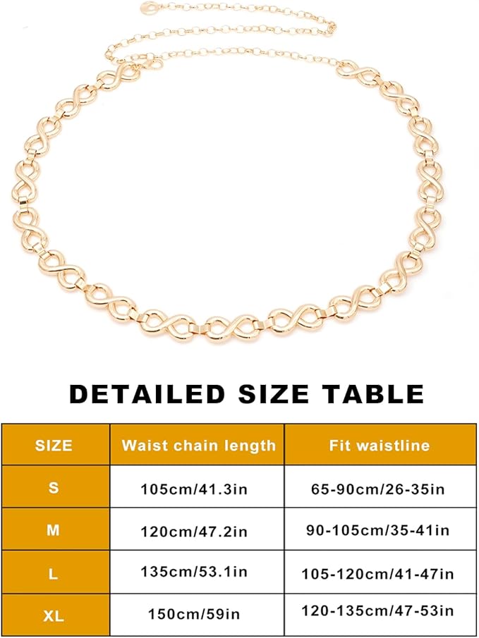 Waist Chain Belts Women Girls Metal Belly Link Adjustable Waist Belt for Jeans and Dress