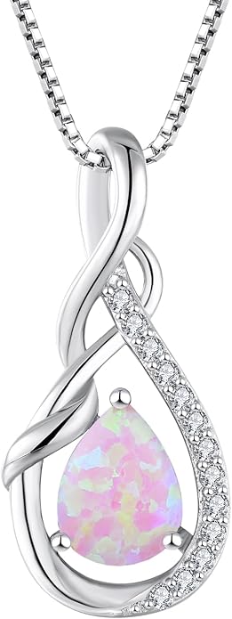 STARCHENIE Infinity Teardrop Pendant Necklace for Women 925 Sterling Silver Birthstone Jewelry