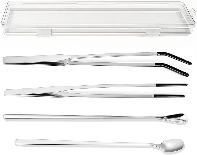 4PCS-Rubber Tip Feeding Tongs for Reptiles Extra Long Stainless Steel Reptile Feeding Tongs Terrarium Tools Feeder for Lizards Bearded Dragon Snake Enclosure Tank Accessories-PurrikoPets