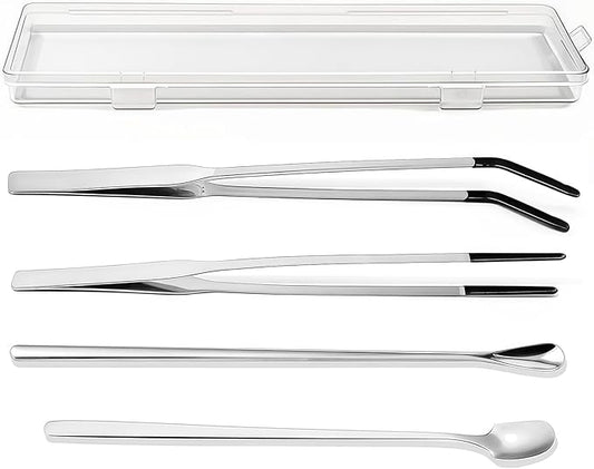 4PCS-Rubber Tip Feeding Tongs for Reptiles Extra Long Stainless Steel Reptile Feeding Tongs Terrarium Tools Feeder for Lizards Bearded Dragon Snake Enclosure Tank Accessories-PurrikoPets