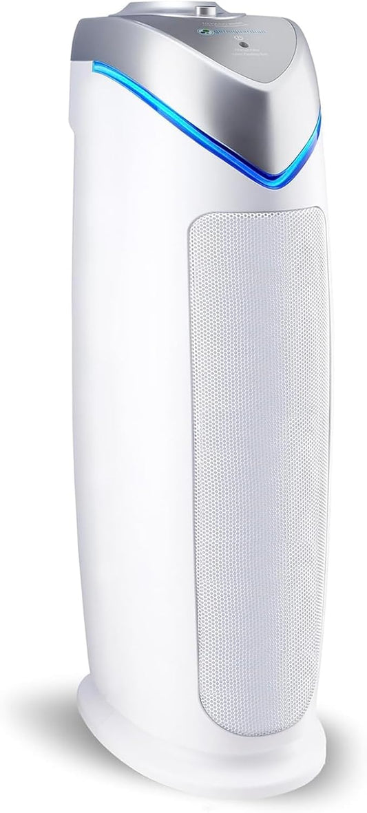 GermGuardian Air Purifier for Home with HEPA Pure Filter, for Wildfire Smoke, Pet Dander, Pollen, Odors, Large Rooms Up To 743 Sq. Ft., Removes 99.97% Pollutants, UV-C Light, 22", AC4825W, White-PurrikoPets